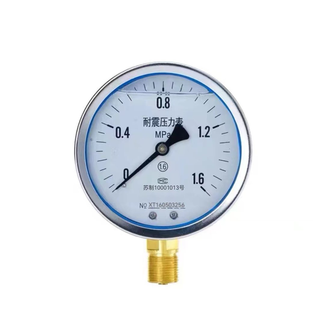Shock-resistant liquid-filled pressure gauge
