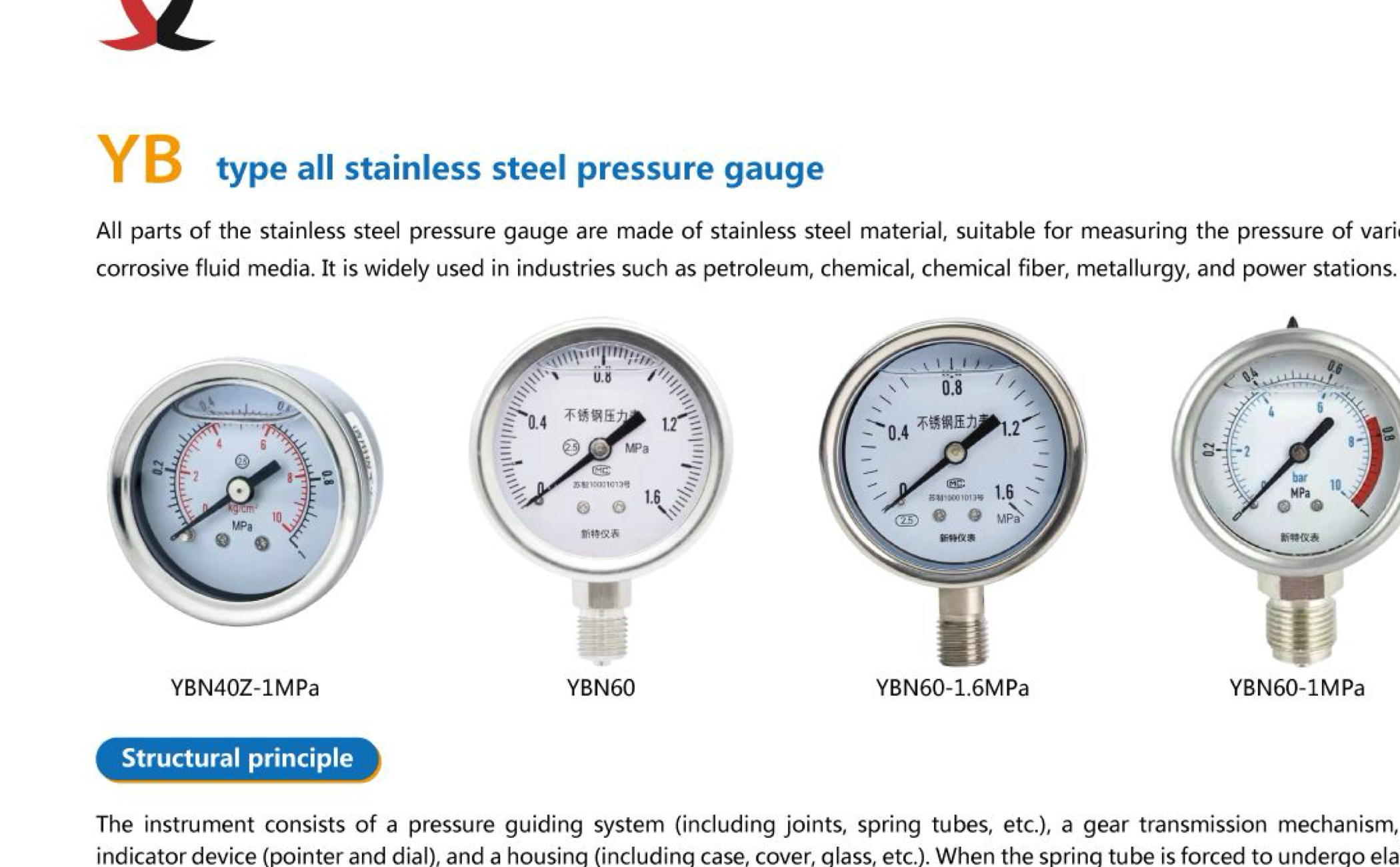 All stainless steel pressure gauge
